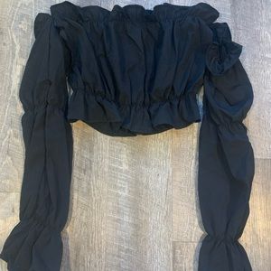 SHEIN Black Crop top off the shoulder